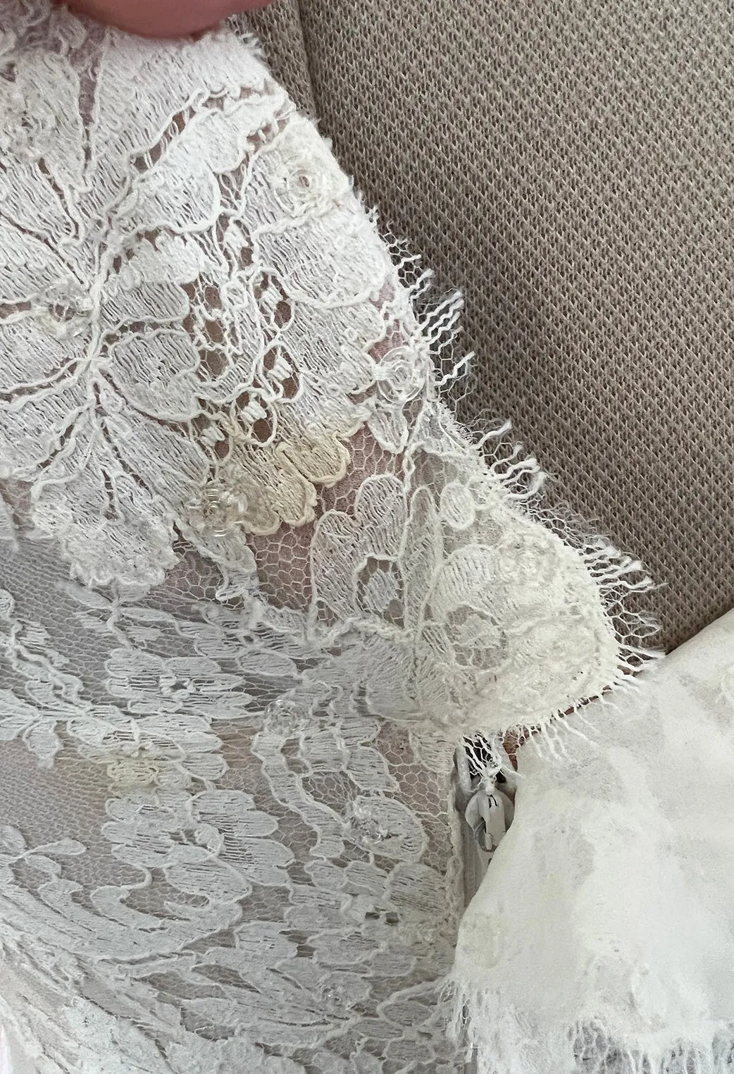 Incredible 2012 Alexander McQueen Ivory Lace Corseted Wedding Dress w High Front and Trained Back