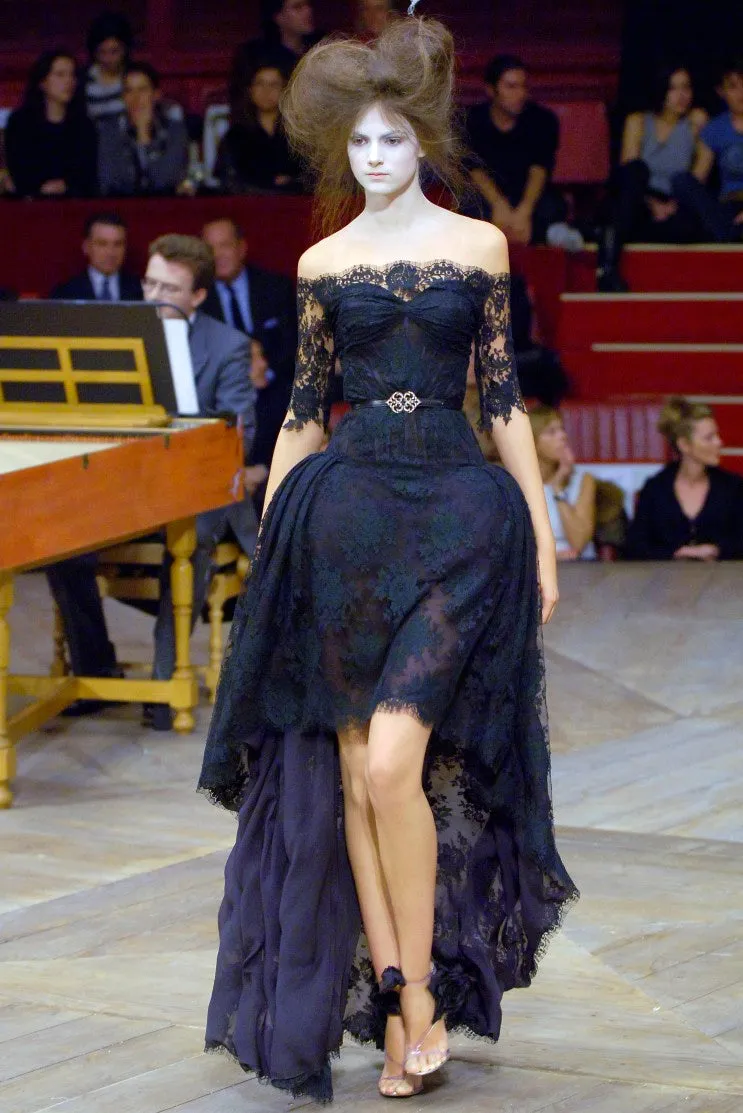 Incredible 2012 Alexander McQueen Ivory Lace Corseted Wedding Dress w High Front and Trained Back