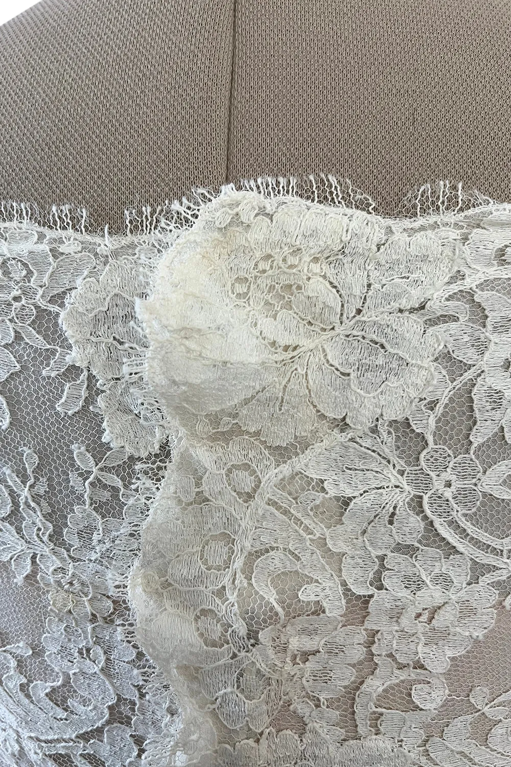 Incredible 2012 Alexander McQueen Ivory Lace Corseted Wedding Dress w High Front and Trained Back