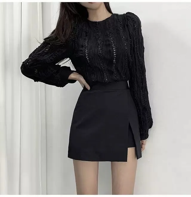 Irregular Solid Side-slit Stretchy
