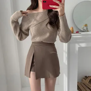Irregular Solid Side-slit Stretchy
