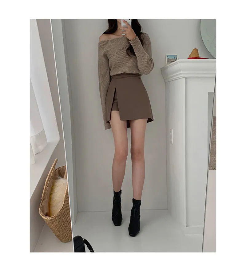 Irregular Solid Side-slit Stretchy