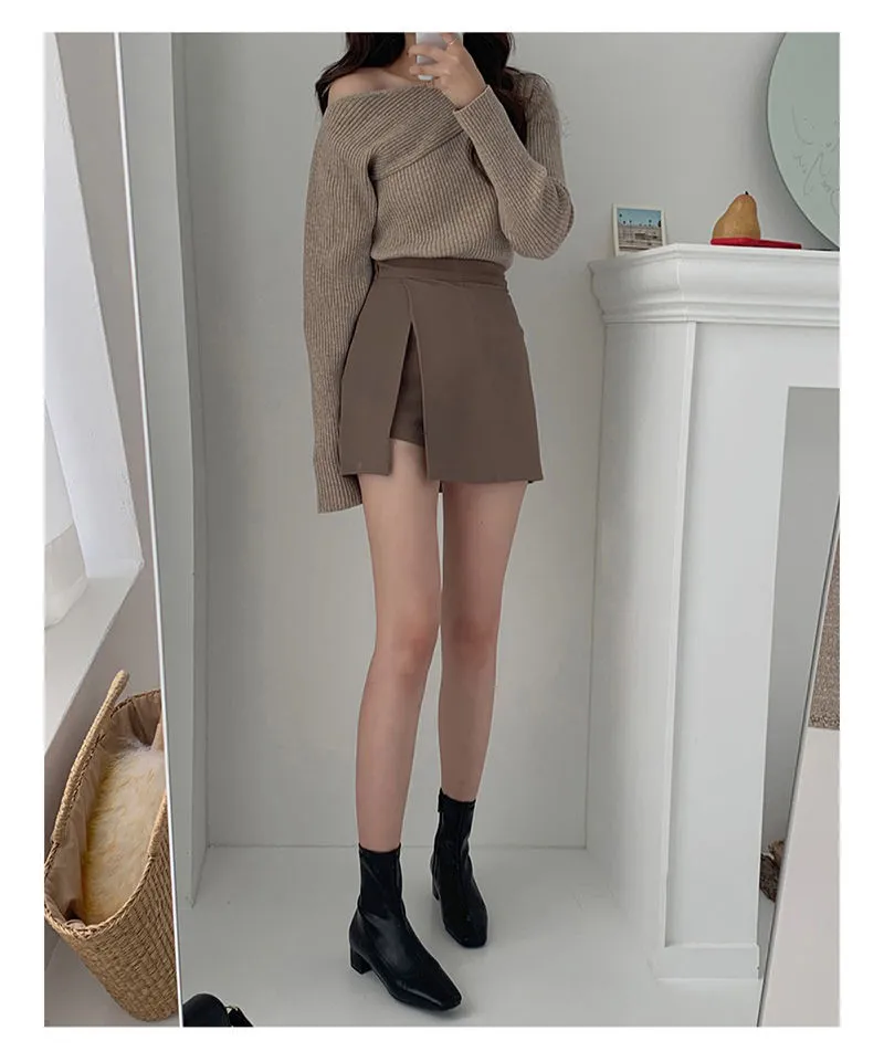 Irregular Solid Side-slit Stretchy