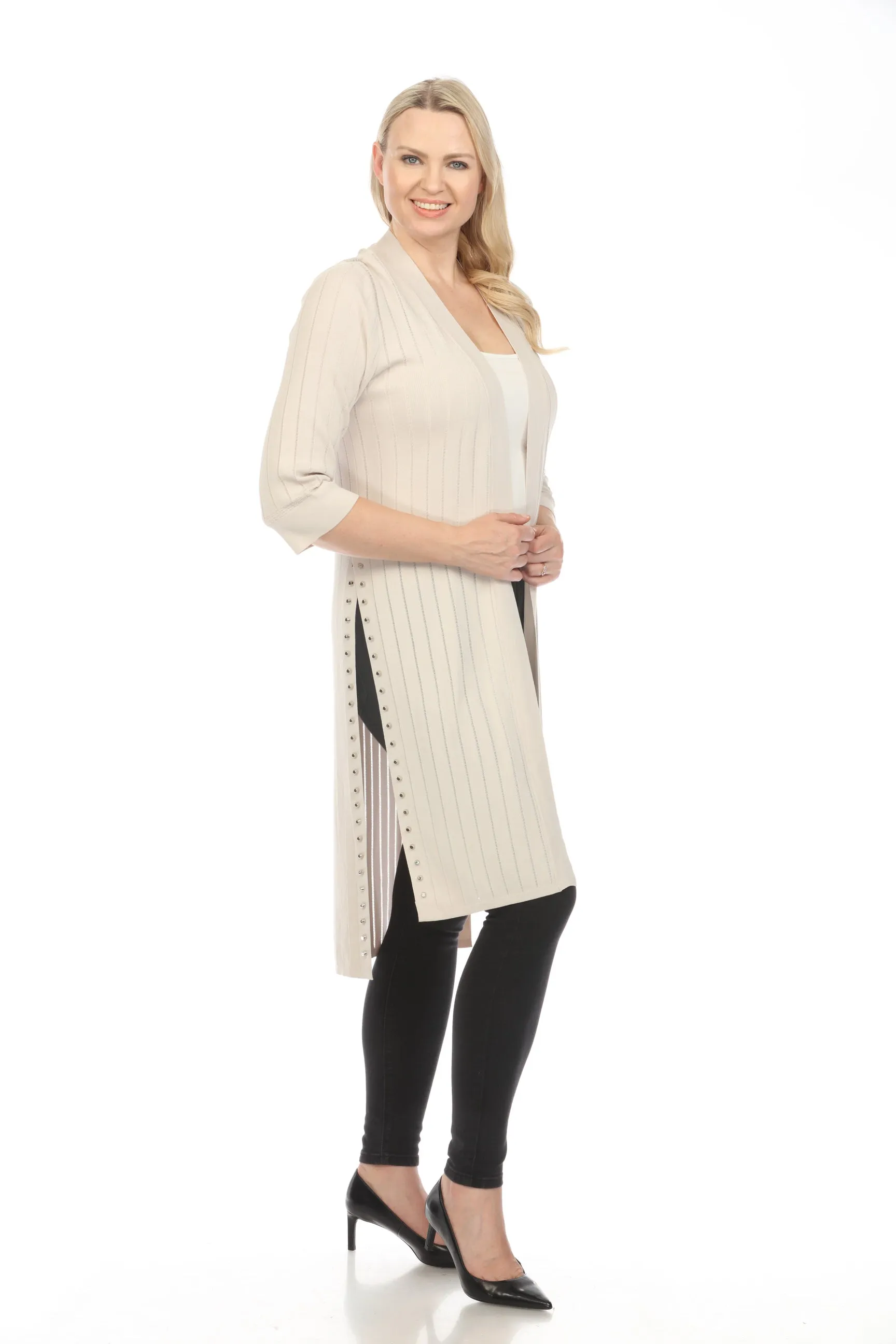 Joseph Ribkoff Studded Open Front Knit Longline Cardigan 222929S24