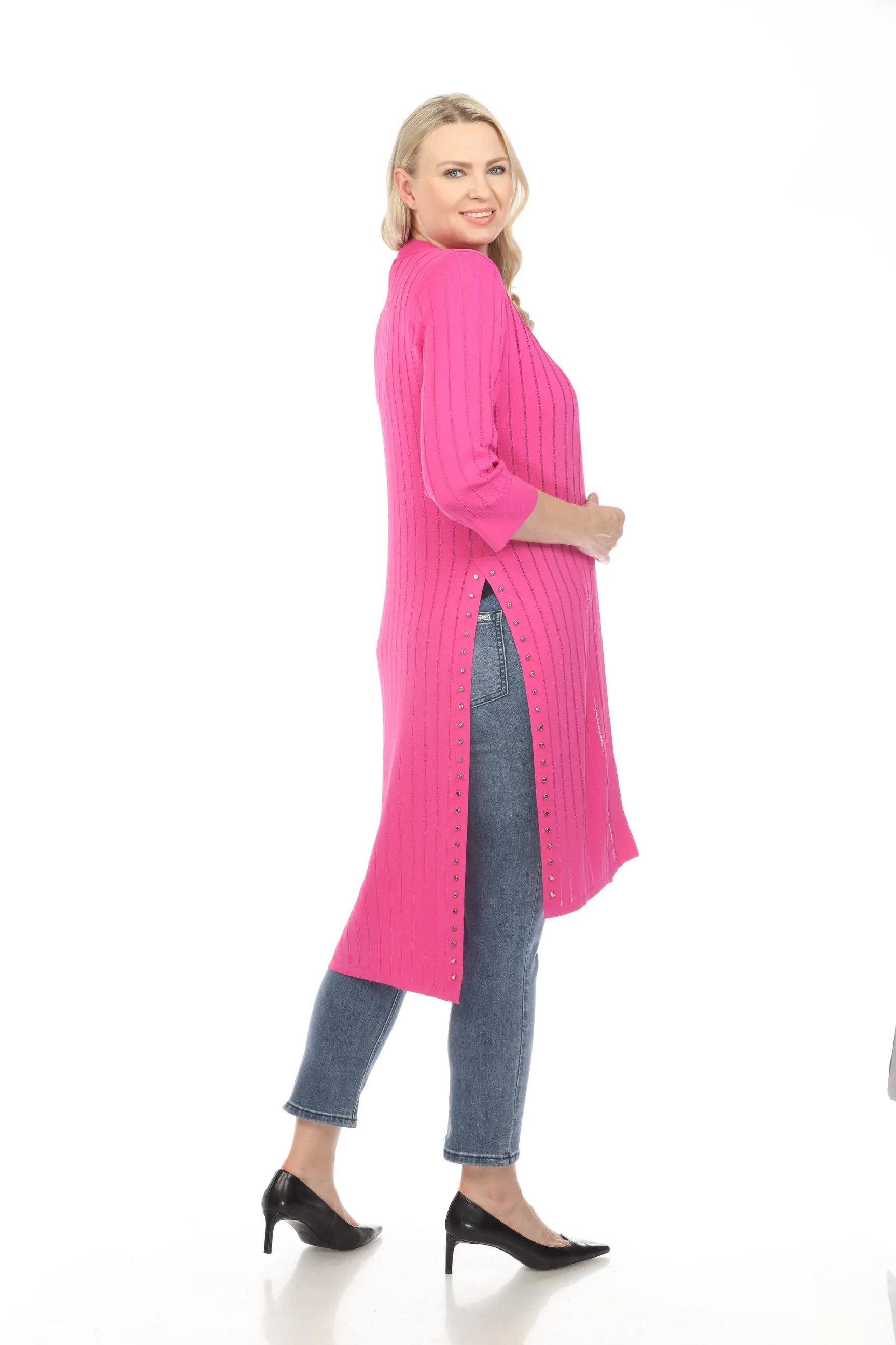 Joseph Ribkoff Studded Open Front Knit Longline Cardigan 222929S24