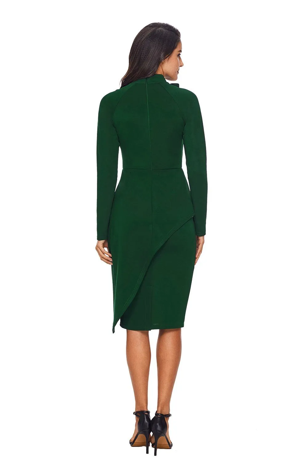 KaleaBoutique Beautiful Jade  Asymmetric Peplum Style Bow Dress