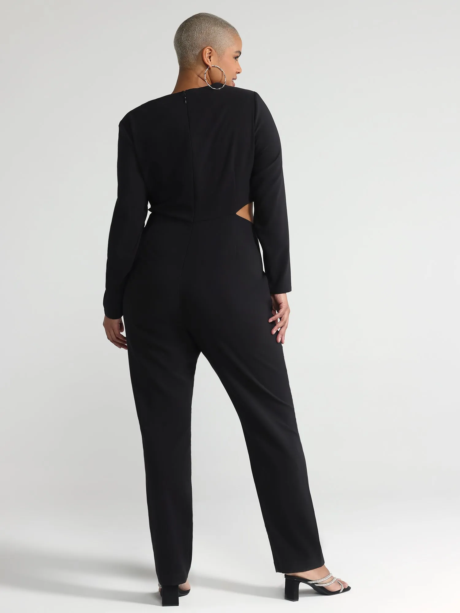 Kristi Heart Button Side Cutout Jumpsuit