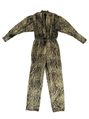 L Rothschild Lamé Snake Print Jumpsuit