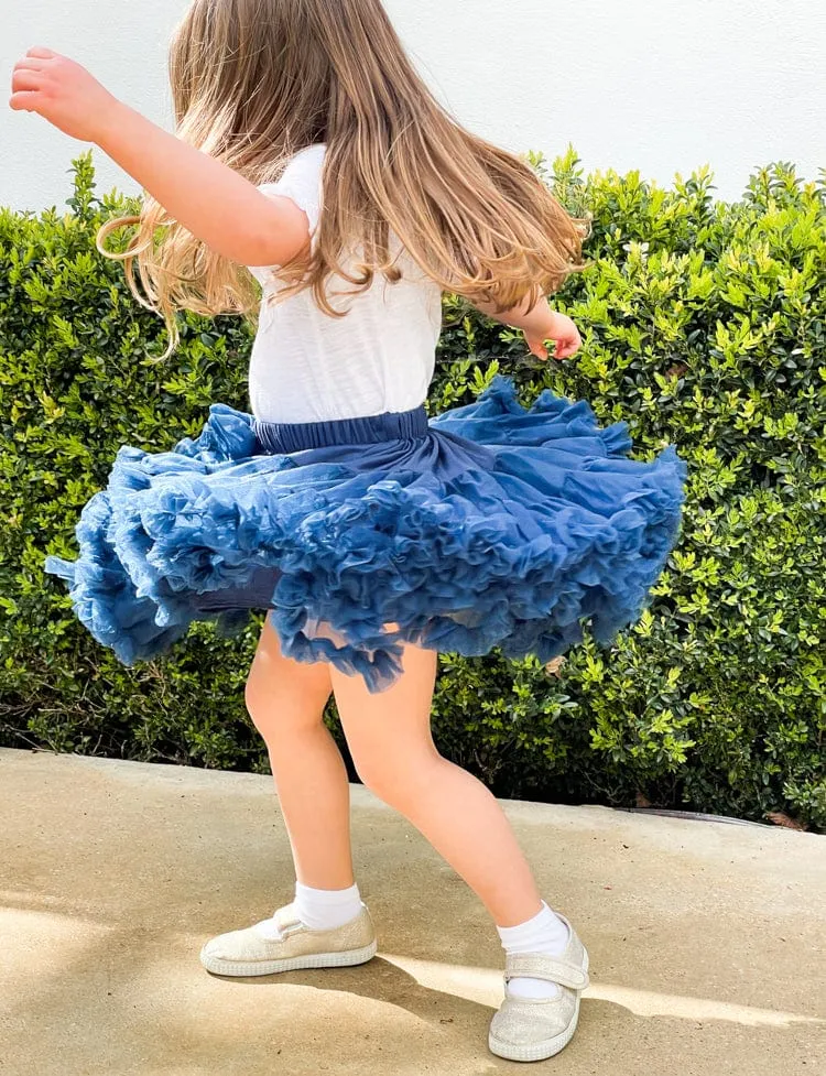 Layered Tutu Party Skirt with Bow Detail - Dark Blue 0 to 5 years