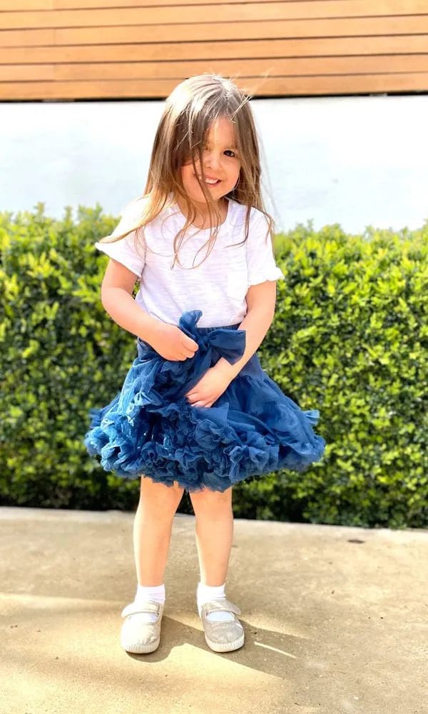 Layered Tutu Party Skirt with Bow Detail - Dark Blue 0 to 5 years