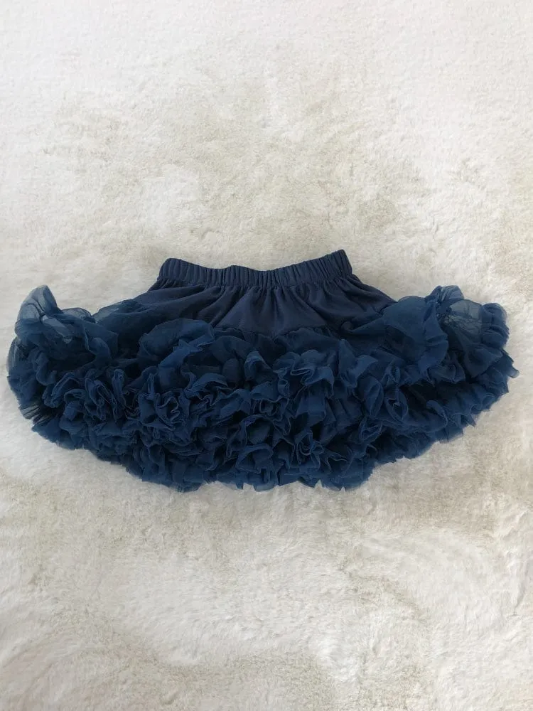 Layered Tutu Party Skirt with Bow Detail - Dark Blue 0 to 5 years