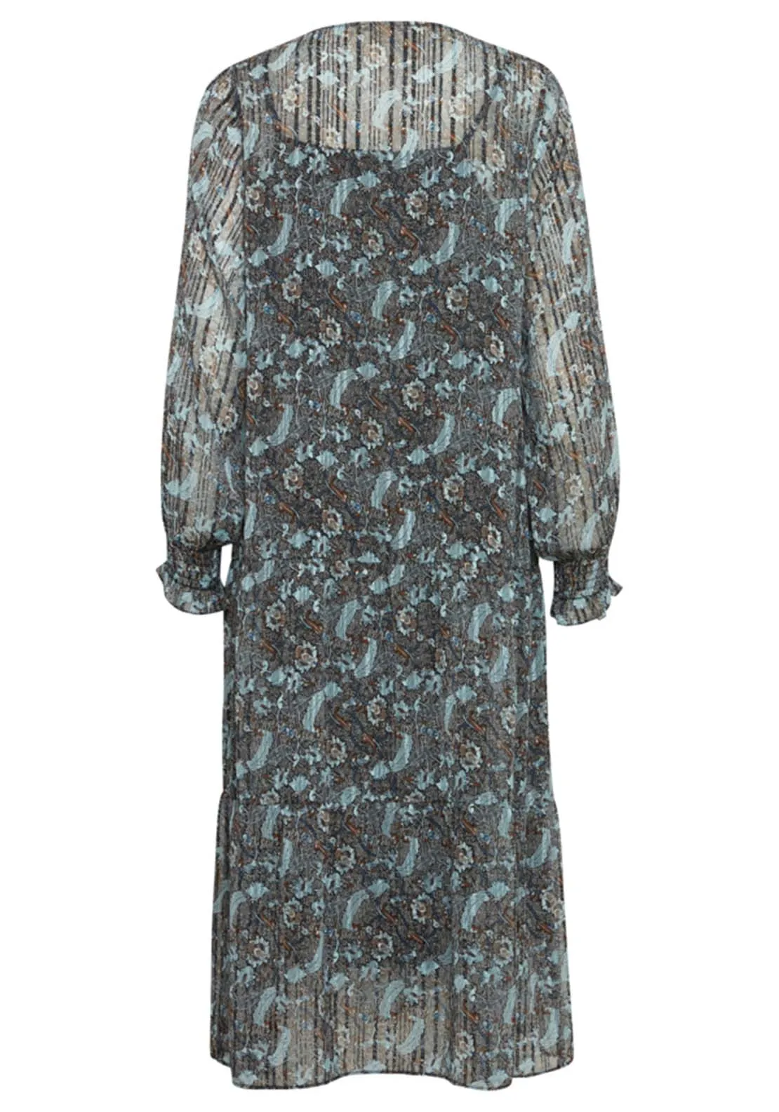 Light Woven Long Sleeve Midi Dress - Citadel Aop Ma24 02c