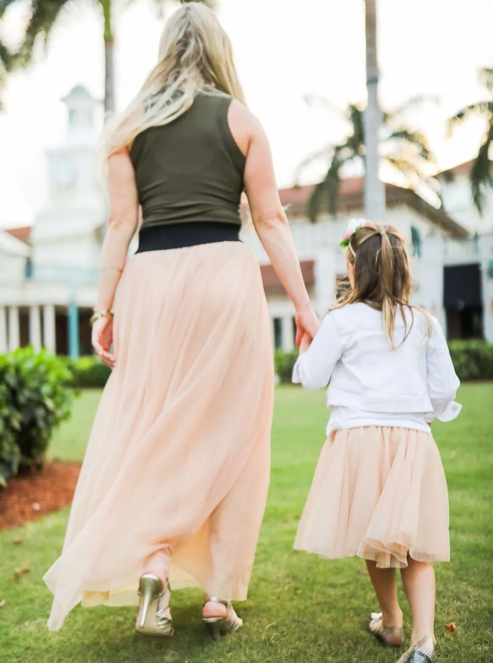 Long Champagne Tulle Skirt