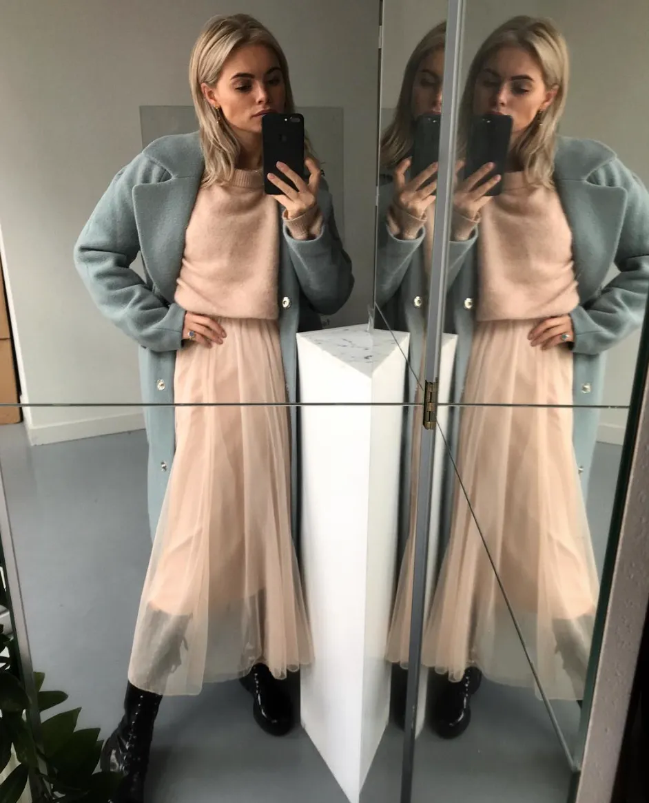 Long Champagne Tulle Skirt