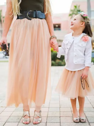 Long Champagne Tulle Skirt