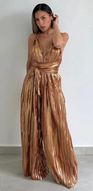 Looking Radiant Metallic Bronze Jumpsuit