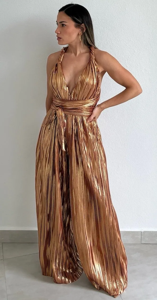 Looking Radiant Metallic Bronze Jumpsuit