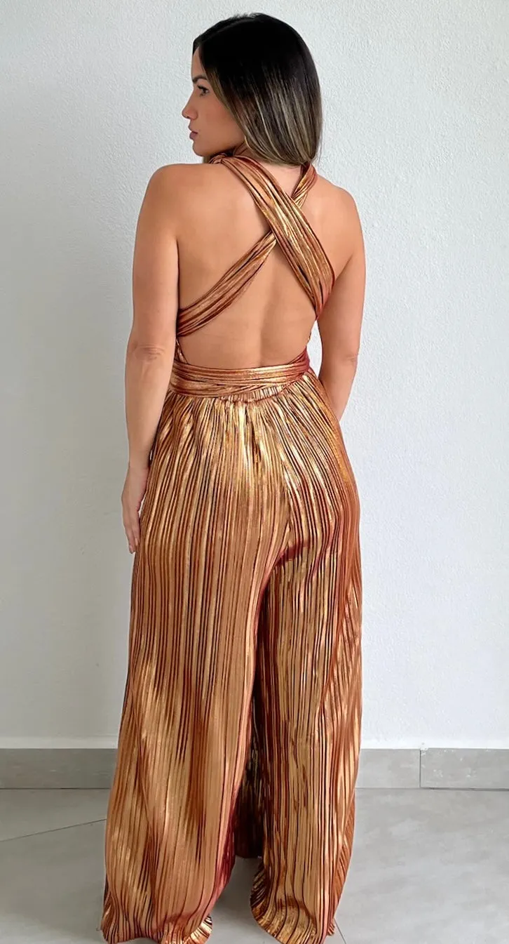 Looking Radiant Metallic Bronze Jumpsuit