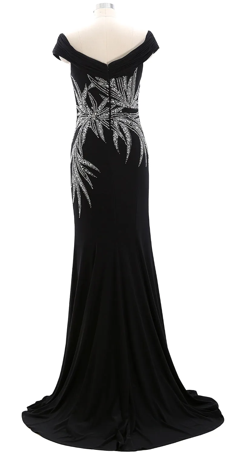 MACloth Women Prom Dresses Off the Shoulder Mermaid Jersey Evening Formal Gown