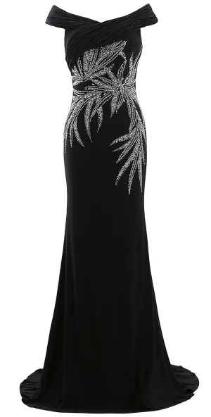 MACloth Women Prom Dresses Off the Shoulder Mermaid Jersey Evening Formal Gown