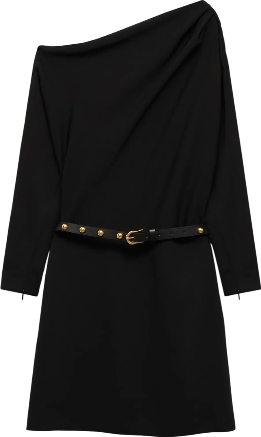 MANGO Black Asymmetrical Dress With Belt UK 10