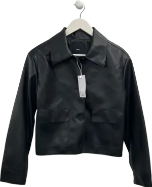 MANGO Black Leather Effect Jacket With Pockets UK S