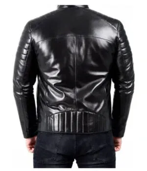 Marc Ed | Men's Black Sheepskin Leather Biker Jacket