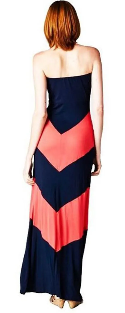 Maxi Dress Strapless Asymmetric Black White