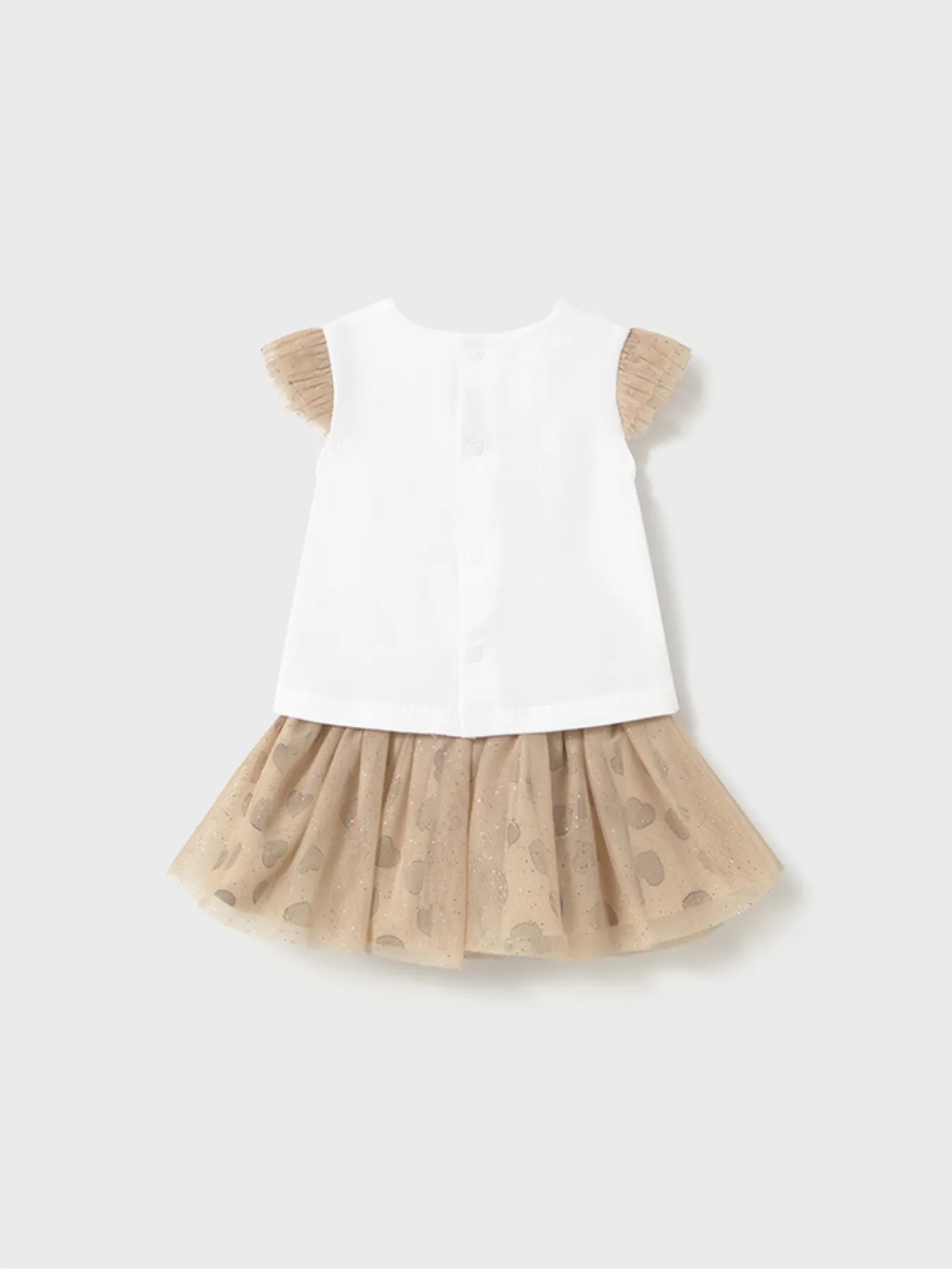 Mayoral Baby Girl Beige Heart Skirt & Top Set