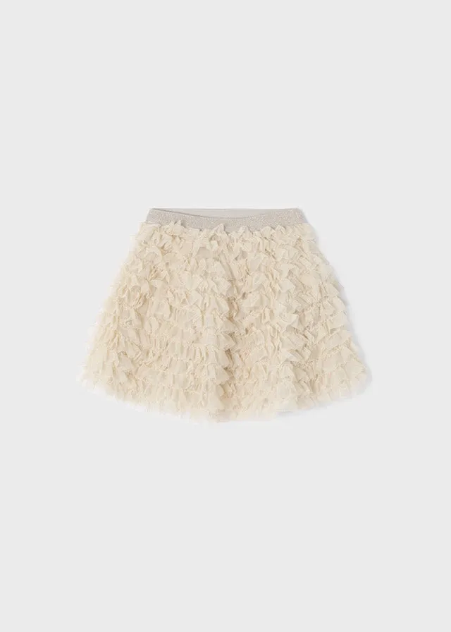 Mayoral Girls Ruffled Tulle Skirt In Colour Champagne Size 3-8y