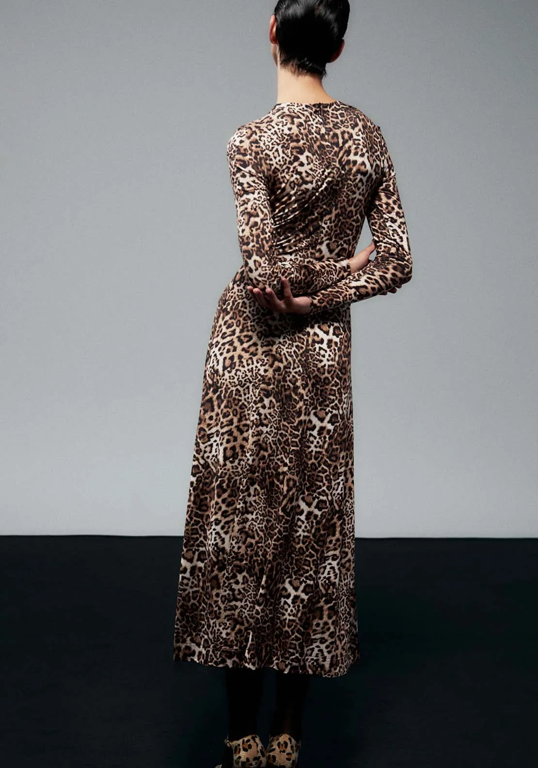 Metallic Appliqué Dress - Brown