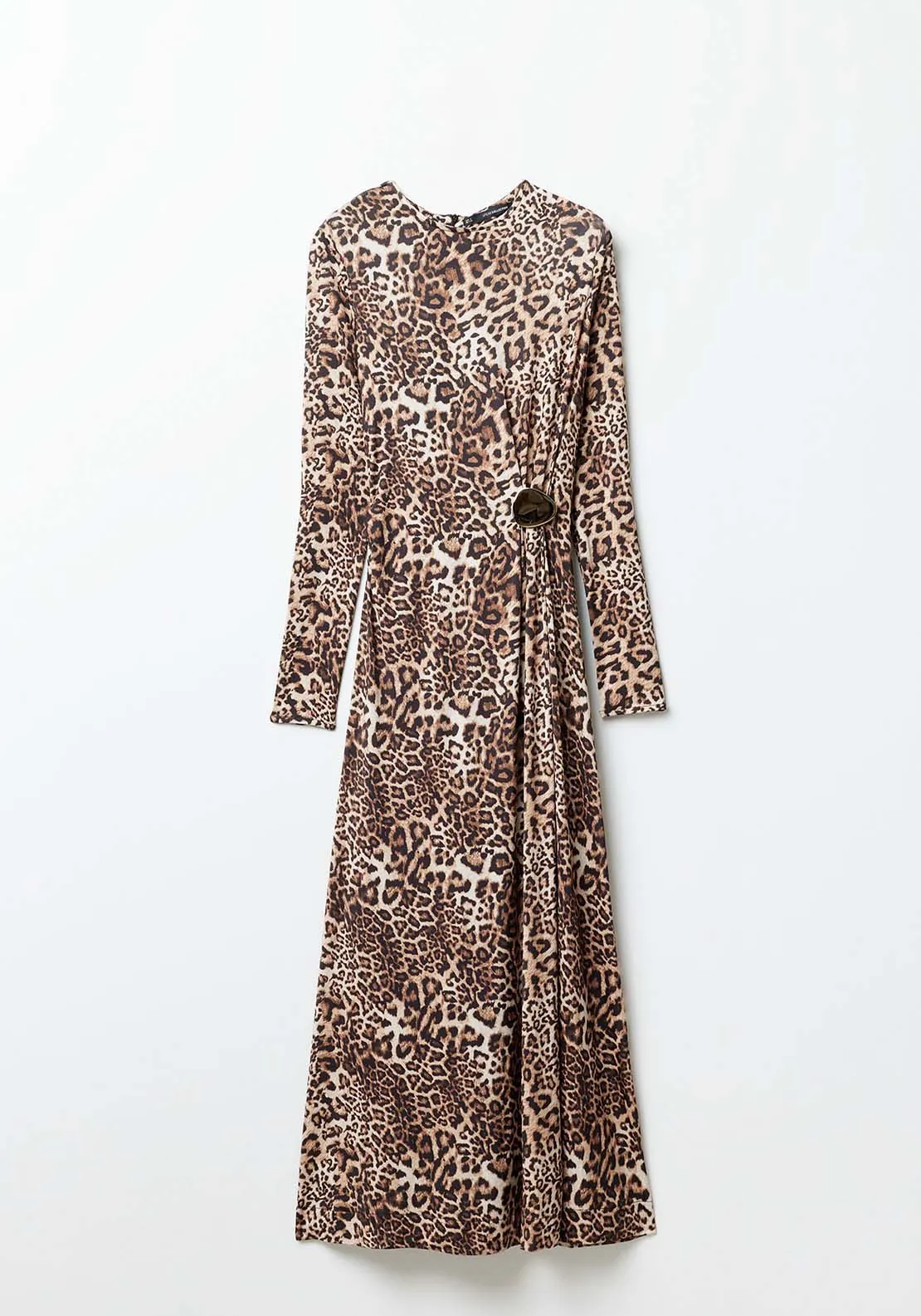 Metallic Appliqué Dress - Brown