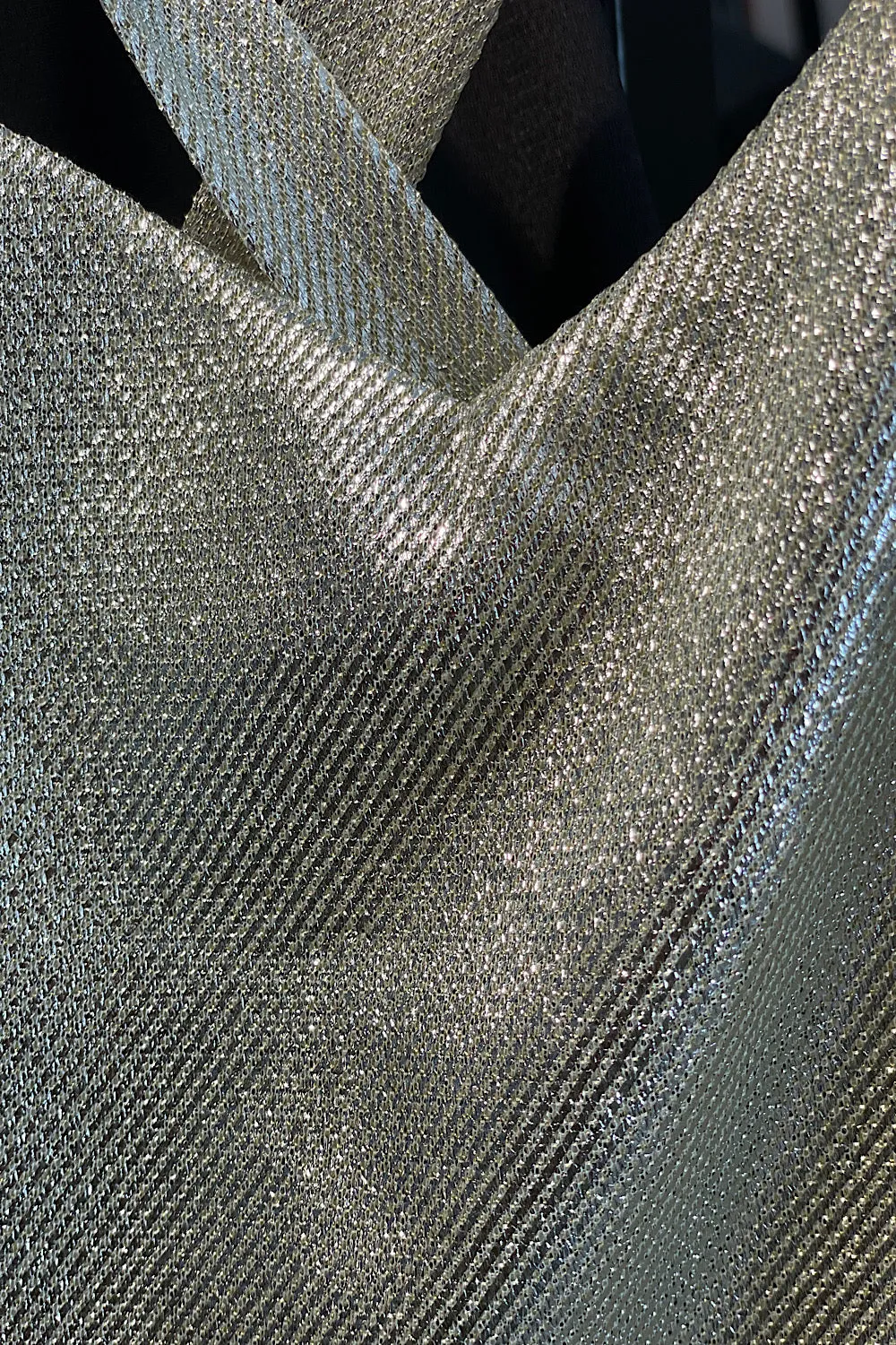 METALLIC HIGH LEG MAXI DRESS