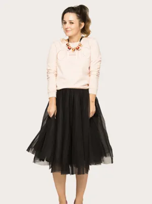 Midi Black Tulle Skirt