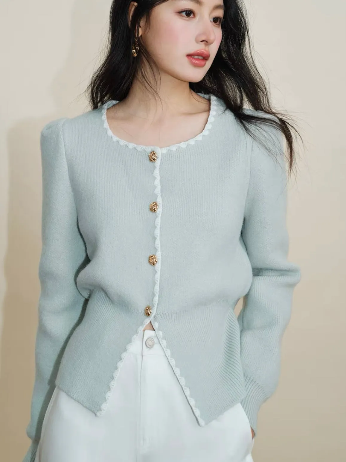Mint Breeze Ruffled Cardigan