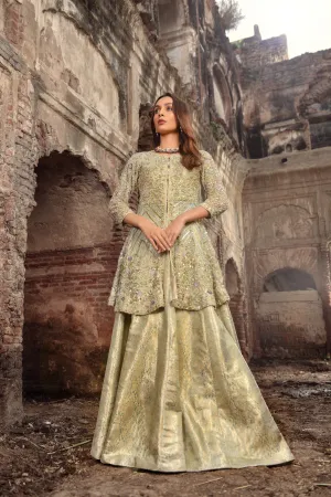Mint Green Peplum Lehenga Bridal Dress Pakistani #BS719