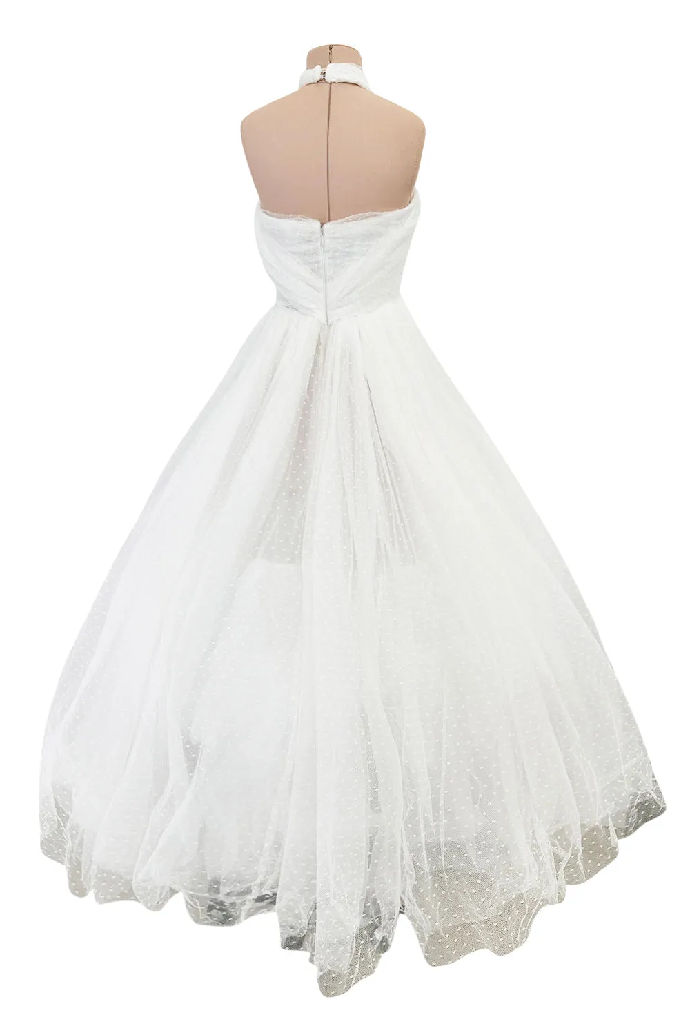 Modern Giambattista Valli White Dotted Silk Tulle Wedding Dress w Full Skirts