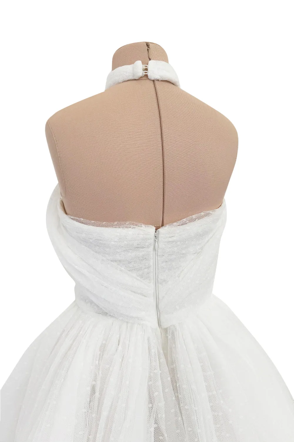 Modern Giambattista Valli White Dotted Silk Tulle Wedding Dress w Full Skirts