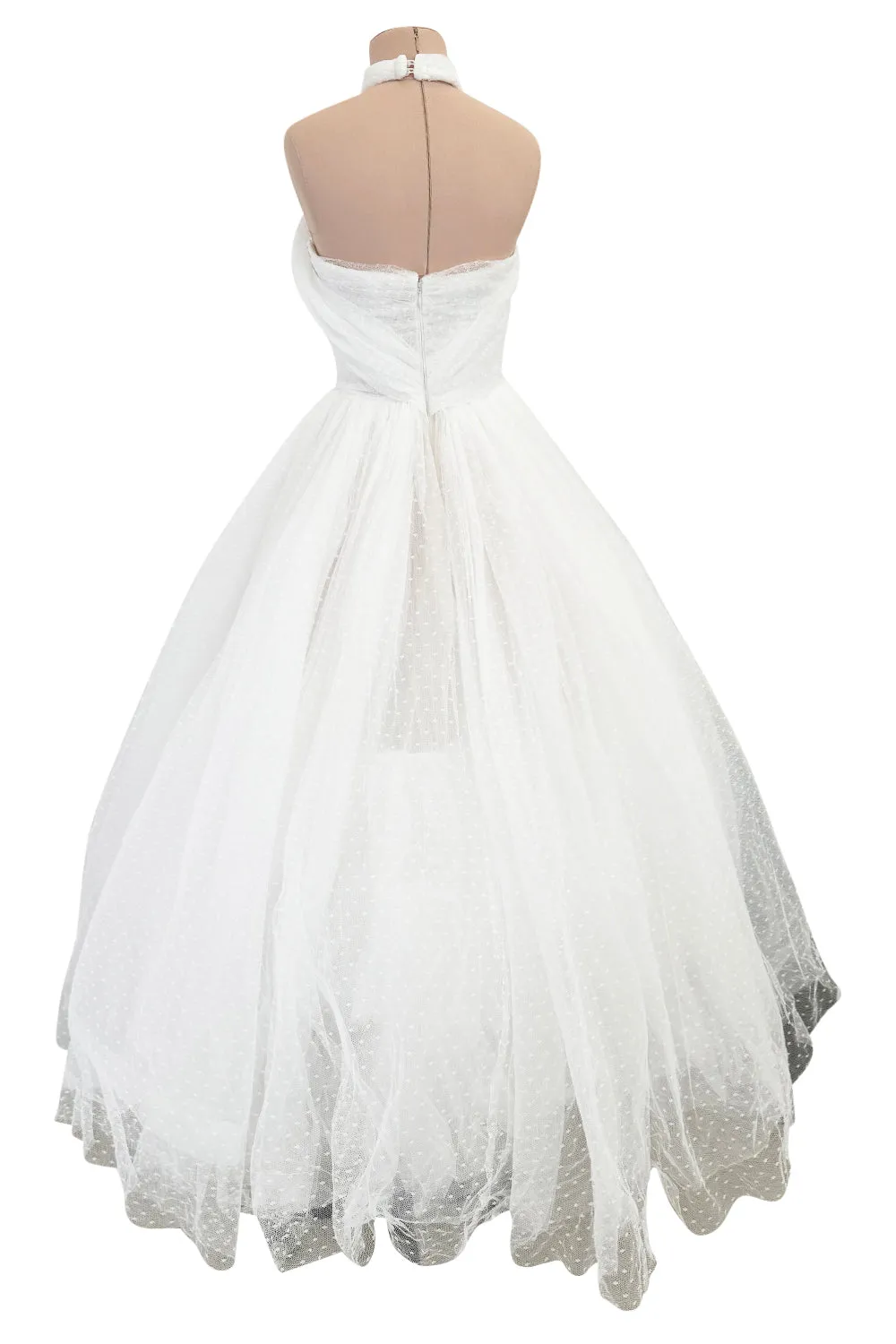 Modern Giambattista Valli White Dotted Silk Tulle Wedding Dress w Full Skirts