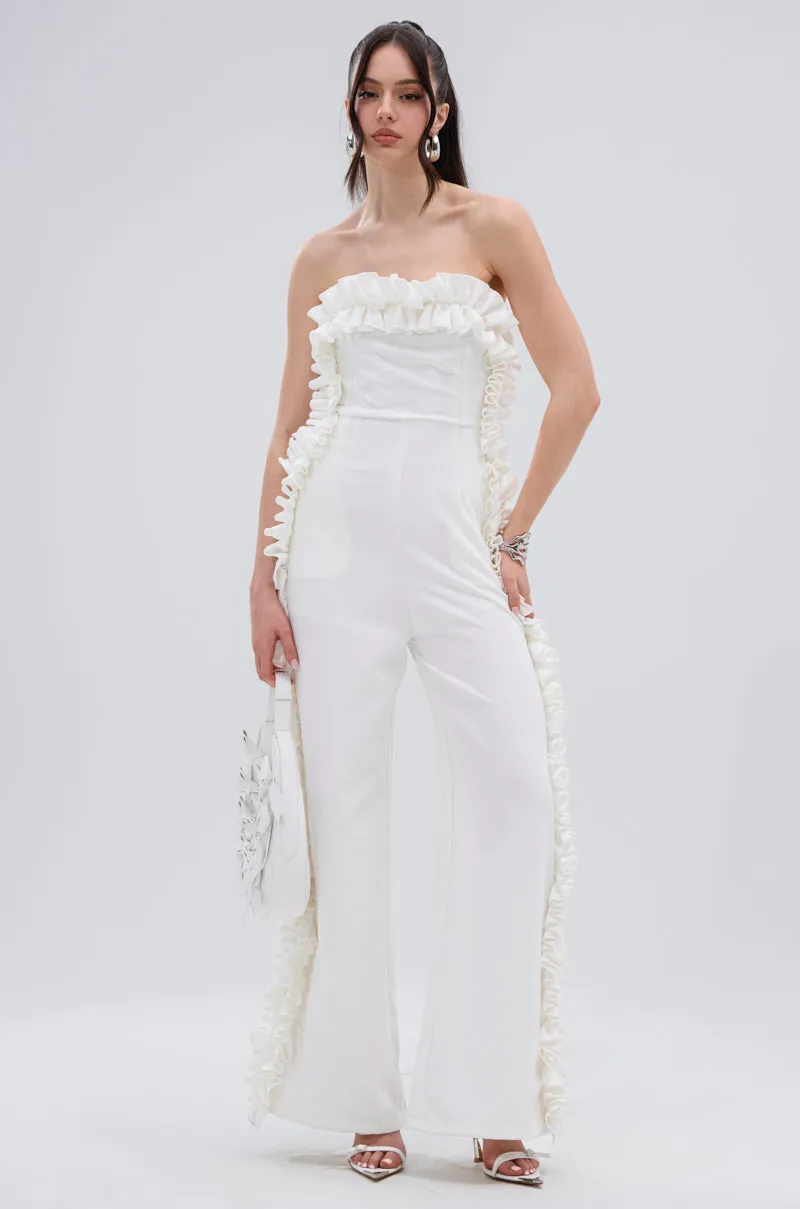 MONICA RUFFLED JUMPSUIT IN WHITE