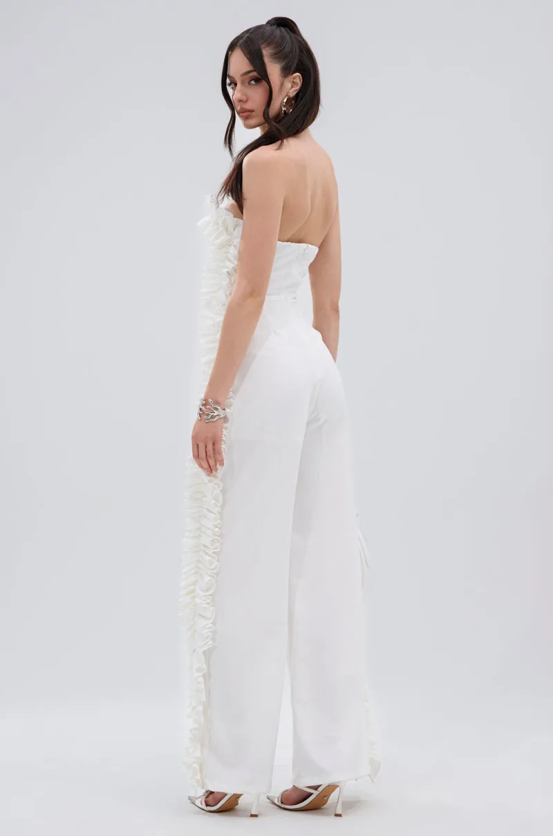 MONICA RUFFLED JUMPSUIT IN WHITE