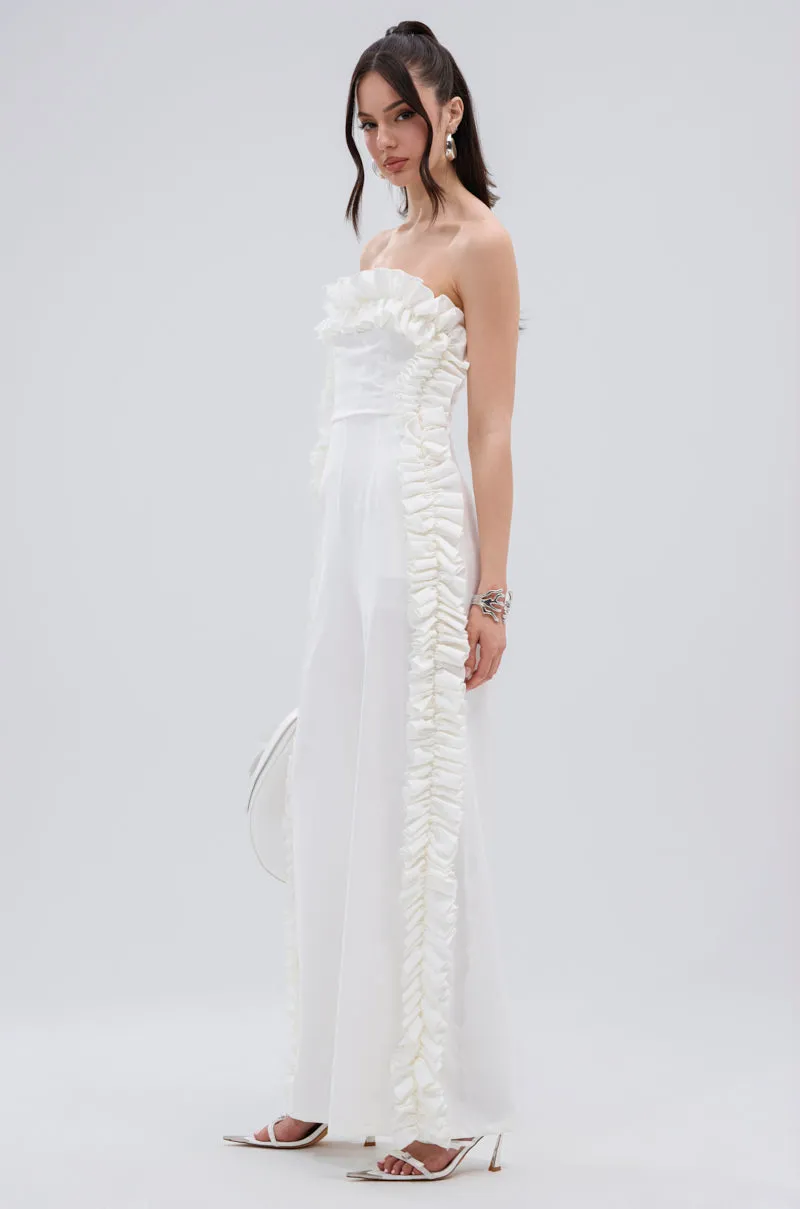 MONICA RUFFLED JUMPSUIT IN WHITE