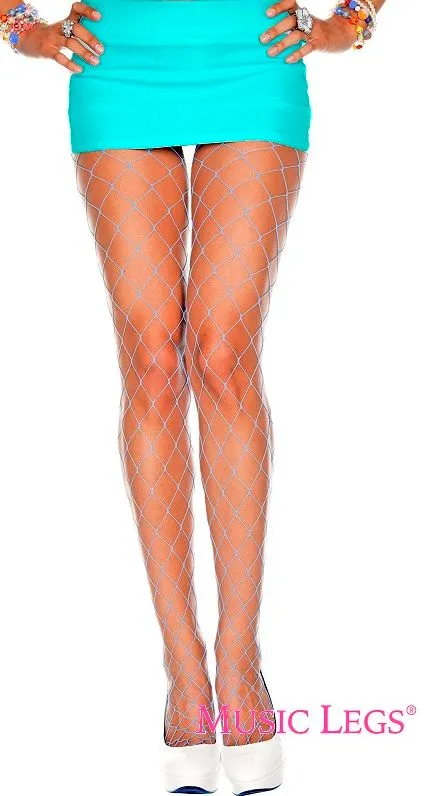 Music Legs Diamond Net Spandex Pantyhose 9024