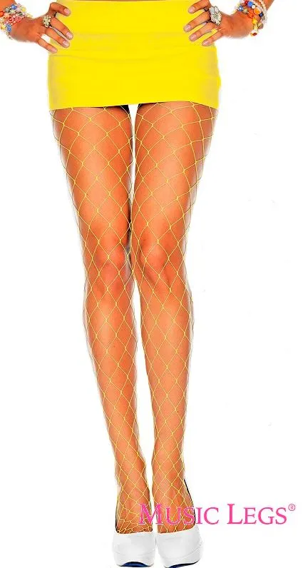 Music Legs Diamond Net Spandex Pantyhose 9024