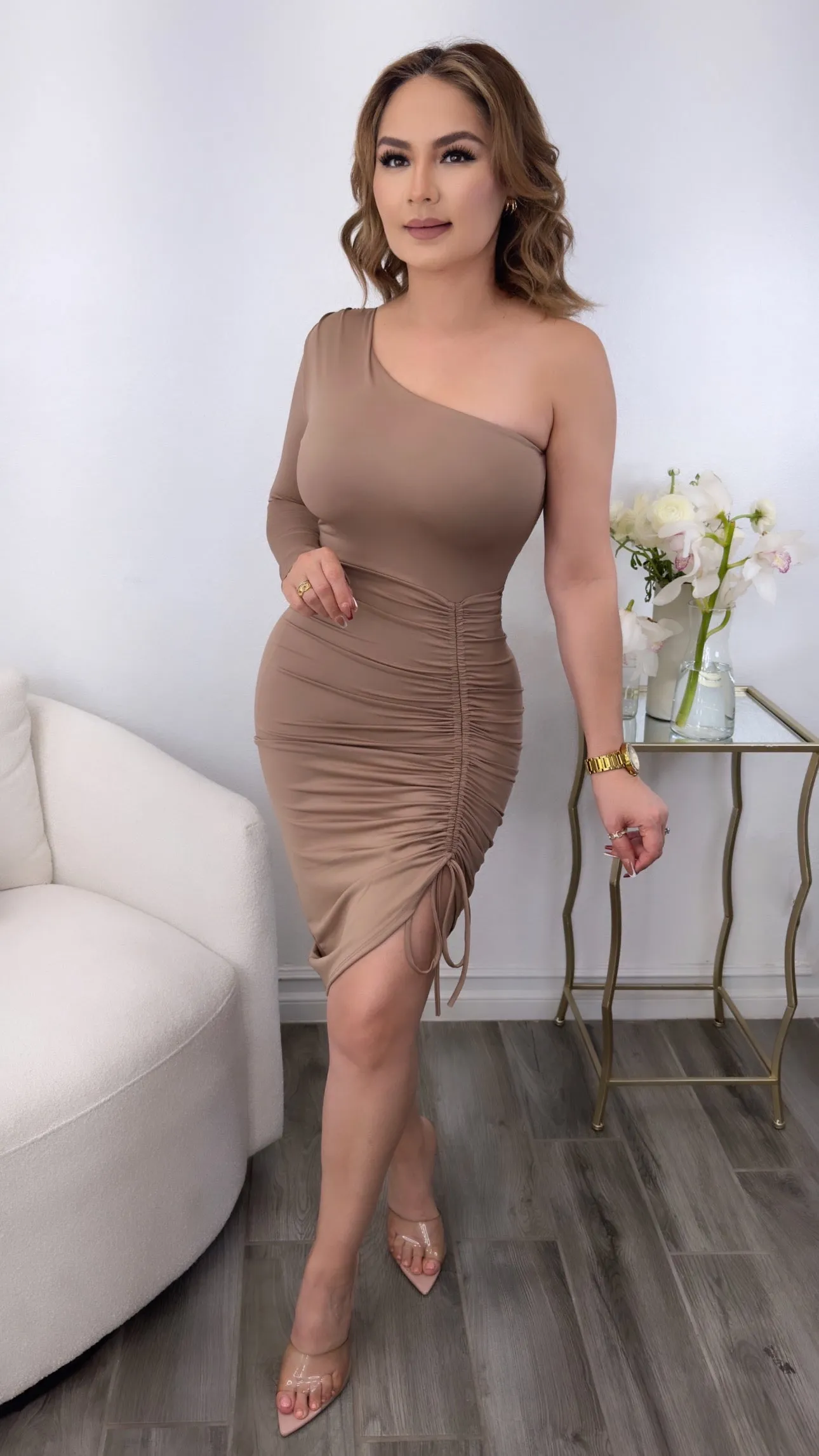 NELLIE TAUPE DRESS