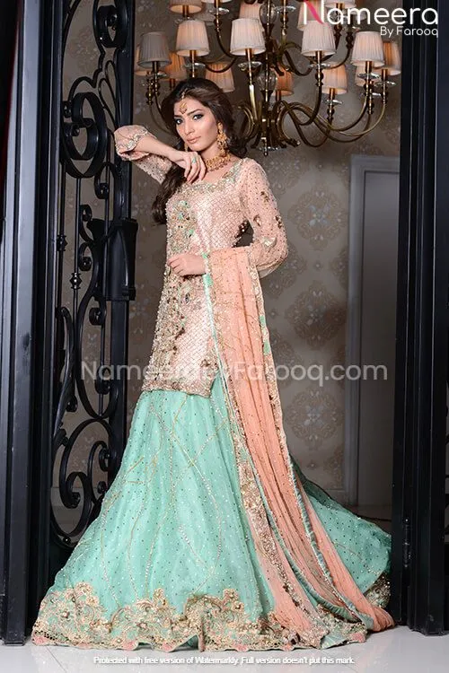 Pakistani Bridal Couture Sharara and Short Shirt #BN113