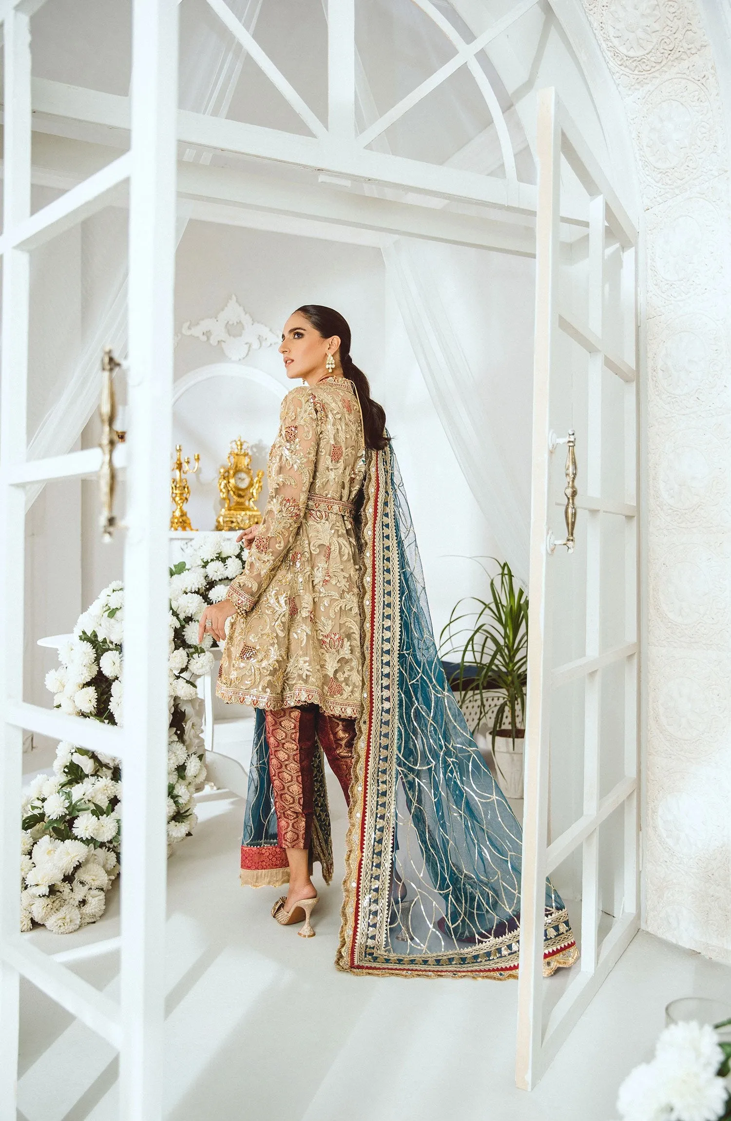 Pakistani Dresses Online with Peplum by Designer #PF179