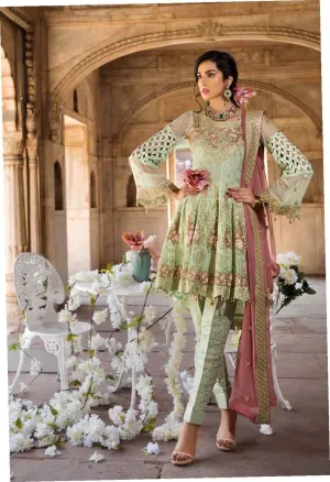 Pakistani Fresh Sea green with tea pink Chiffon Festive Wear 2019 # C1938