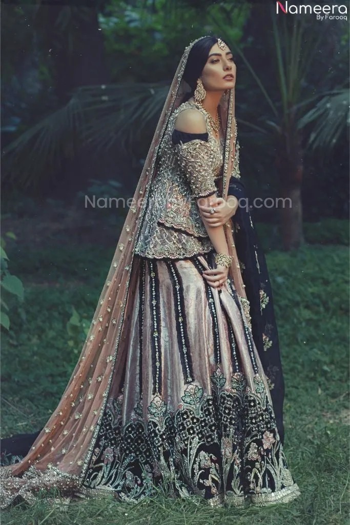 Pakistani Lehenga Bridal Dress in Peplum Frock #BN1006