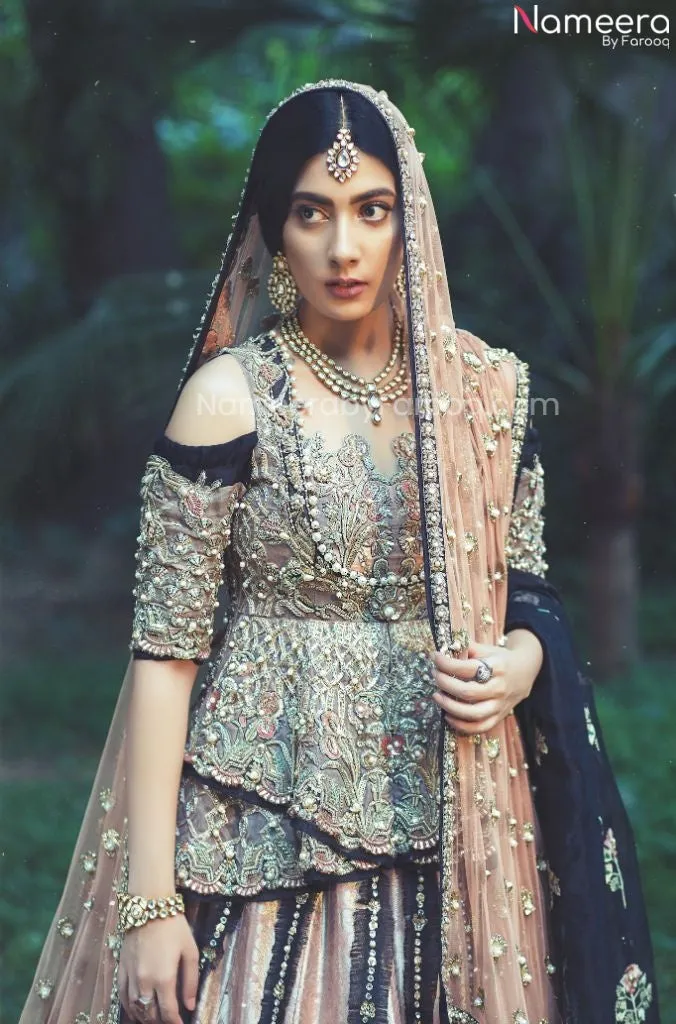 Pakistani Lehenga Bridal Dress in Peplum Frock #BN1006